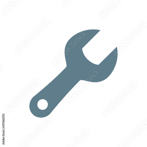 Illustration of a simple gray wrench with a hole at the end on a white background in vector format