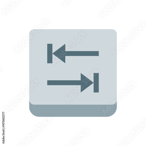 Illustration of a grey square button with rounded corners displaying two arrows pointing in opposite directions