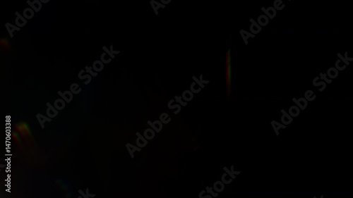 4K Lens flare and bokeh overlay loop on black background, abstract elegant light effects, transition overlay, high-quality organic footage lightleak, leak, flare for screen mode, optical rays.