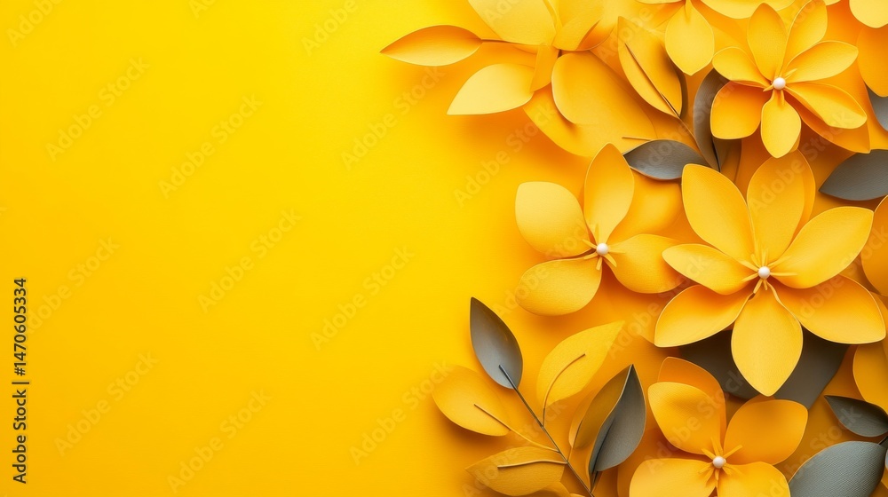 Obraz premium Stunning Yellow Paper Flowers on a Vibrant Background yellow flower background