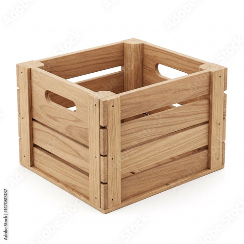 Wallpaper Mural Empty light wooden crate with handles isolated on a white background. Torontodigital.ca