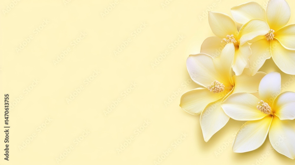 Fototapeta premium Delicate Yellow and White Flowers on Pastel Background yellow flower background