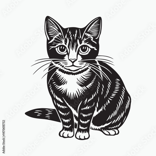 domestic shorthair cat Vector Art illustration
