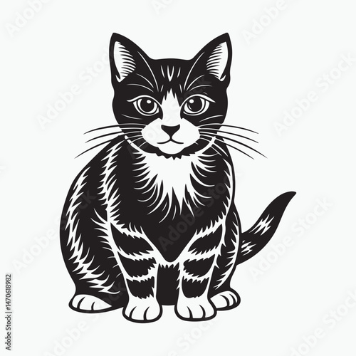 domestic shorthair cat Vector Art illustration