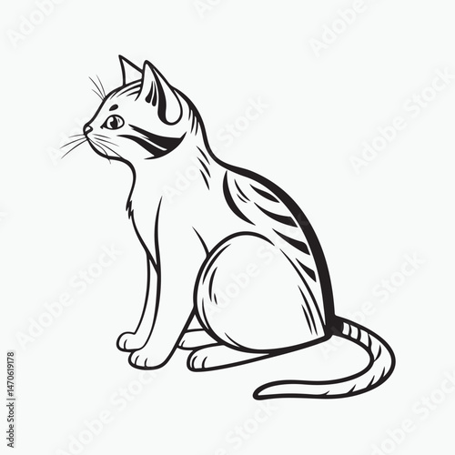 domestic shorthair cat Vector Art illustration