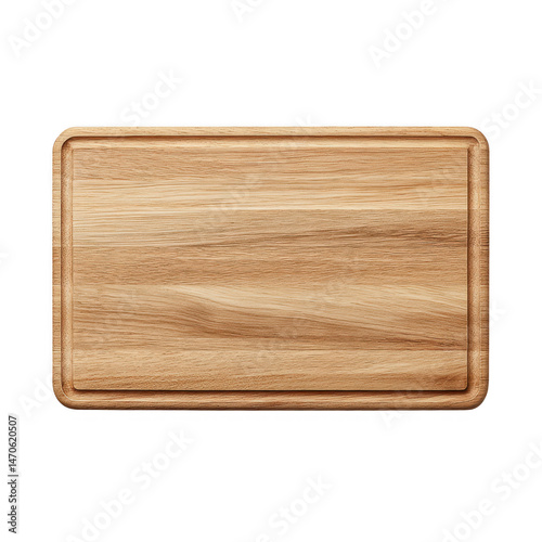 Wooden cutting board close up shot on transparent background