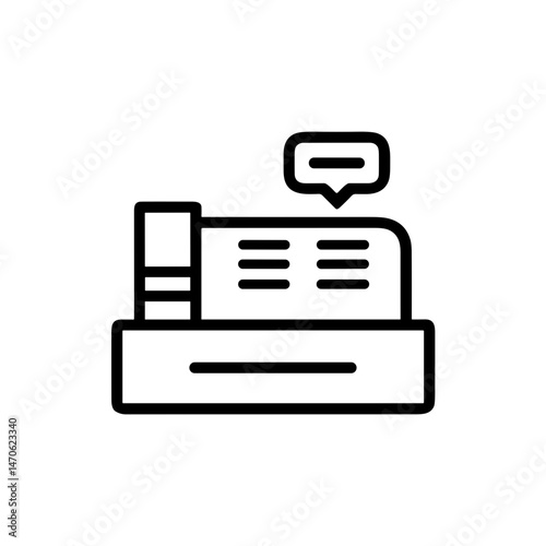 Cash Register with Summer Decor and Speech Bubble  