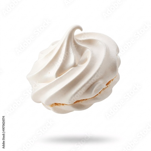 White meringue isolated. Sweet airy pastry.