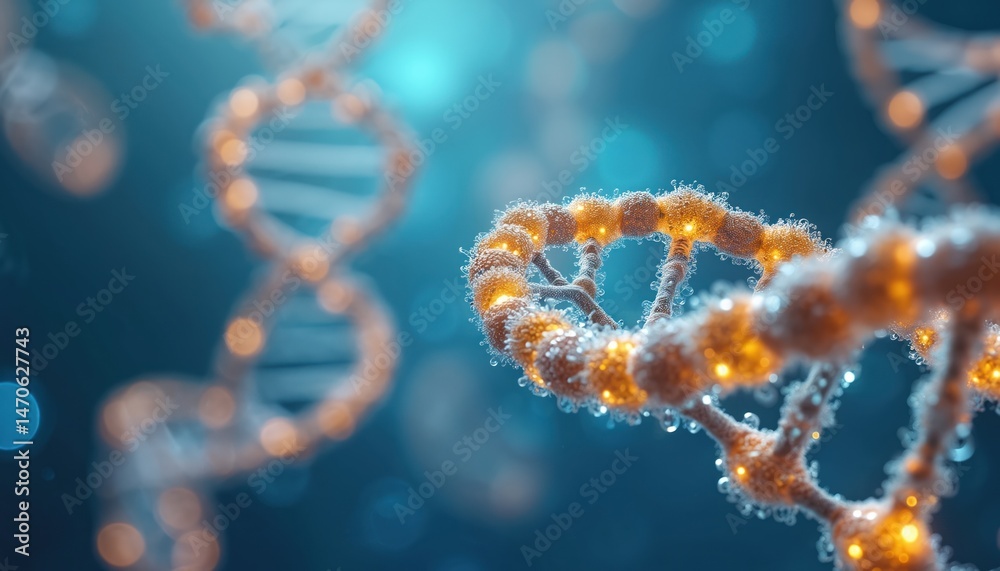 Glowing DNA helix model. Abstract science background, digital illustration of genetic engineering, biotechnology concept. Deoxyribonucleic acid strand. Innovation, medicine, research, healthcare, Glowing DNA helix model. Abstract science background, digital illustration of genetic engineering, biotechnology concept. Deoxyribonucleic acid strand. Innovation, medicine, research, healthcare,