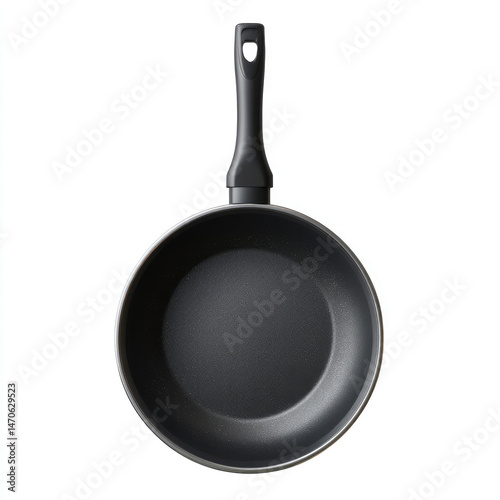 Black frying pan isolated stock image