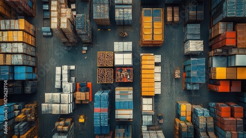 Obraz na płótnie An aerial shot of a fully stocked warehouse, Inventory, Expansive and organized w salonie