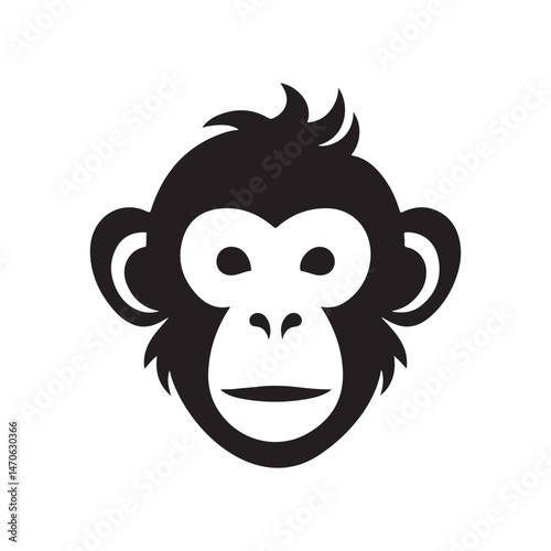 Monkey head Silhouette Vector illustration