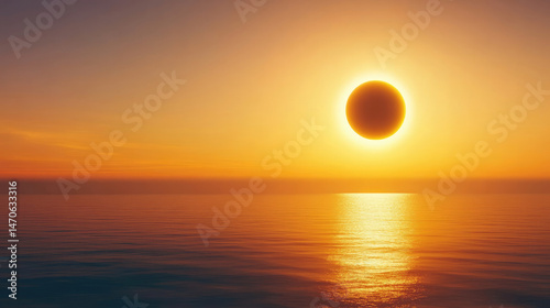 Wallpaper Mural Solar eclipse sunset over calm water Torontodigital.ca