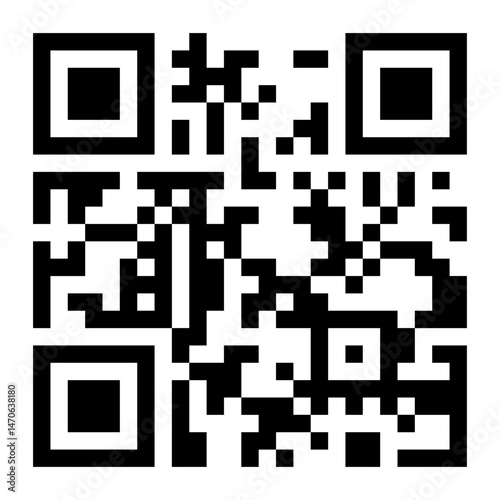 Simple black QR code design isolated on transparent background, ideal for use in tech, marketing, and digital communication themes. Vector art