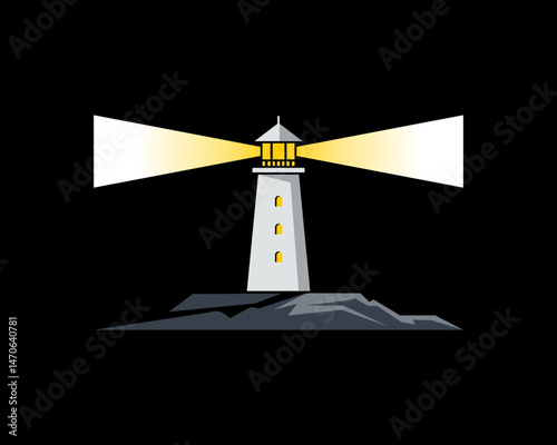 Lighthouse black background Logo Design Inspiration. Harbor Icon. vector logo or symbol icon