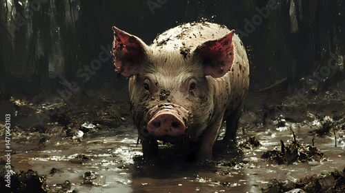 Pig in the mud. [Toxic Carnival] | Sludge Parade | filthy fun. Illustration