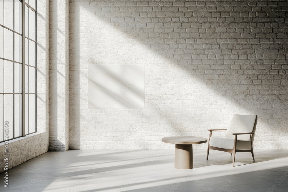 Fototapeta premium Sunlit, minimalist interior showcasing a simple design.