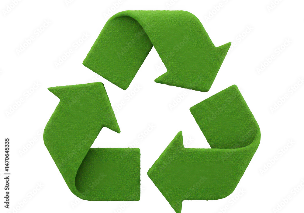 Fototapeta premium Recycling symbol ecological concept with green arrows illustration on transparent background