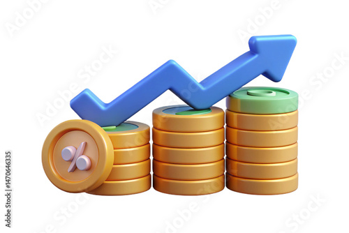 PNG growth money isolated on transparent 3d podium background with wealth financial business success finance graph stock profit investment chart.
