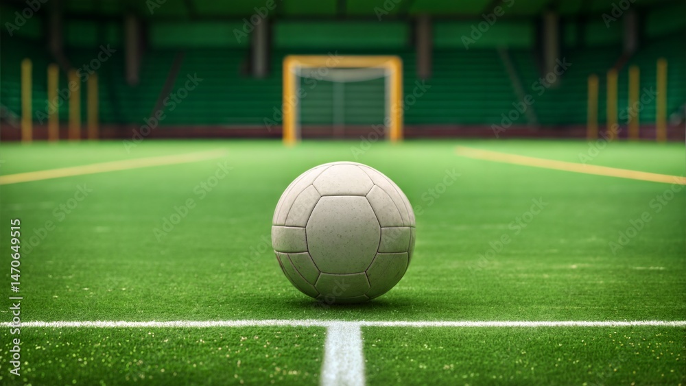 Fototapeta premium Handball Resting on a Sports Field 