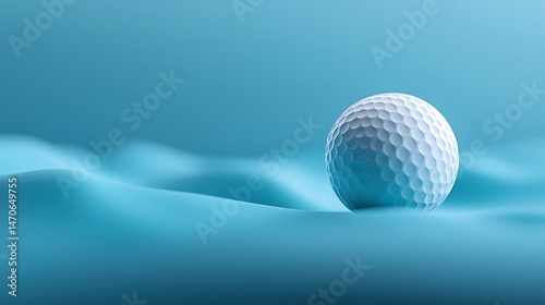 White Golf Ball on a Blue Wavy Surface