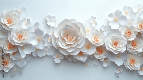 Delicate paper flowers in soft pastel colors