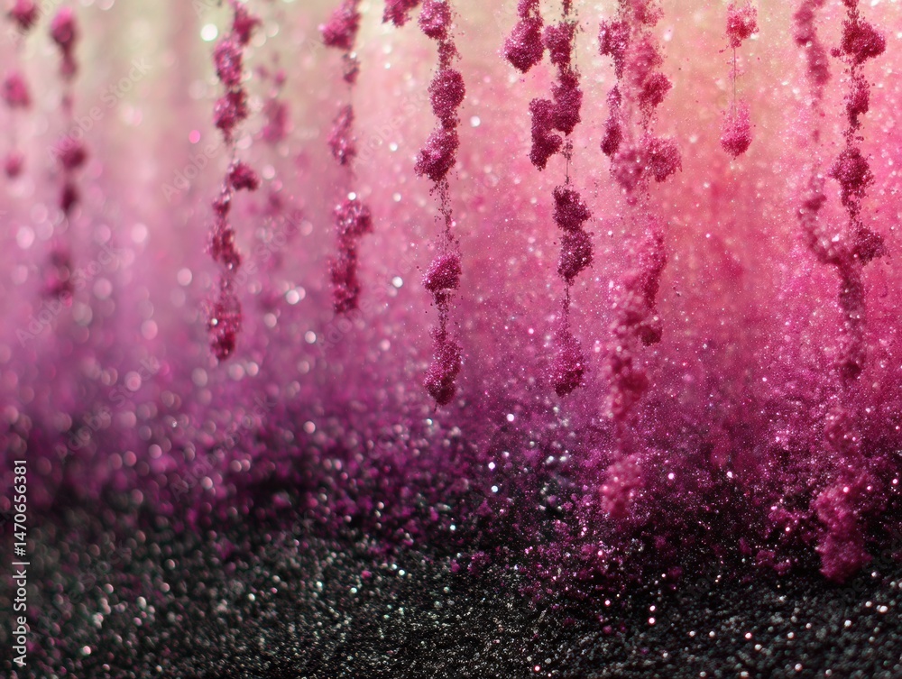 A Mesmerizing Display of Glittering Pink and Black Textures with Cascading Sparkles A Mesmerizing Display of Glittering Pink and Black Textures with Cascading Sparkles