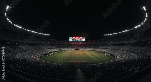 Empty football stadium at night, photos