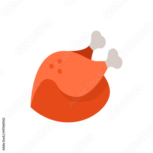Illustration of a roasted turkey with visible drumsticks and a warm orange color palette on white background
