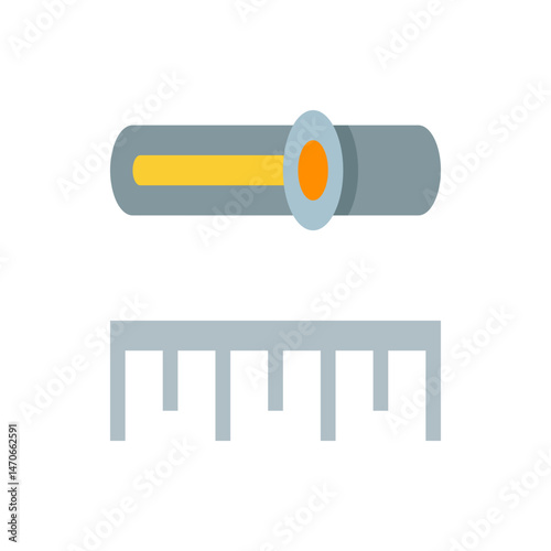 Illustration of a slider control with an orange knob and a yellow bar on a gray background with shadow