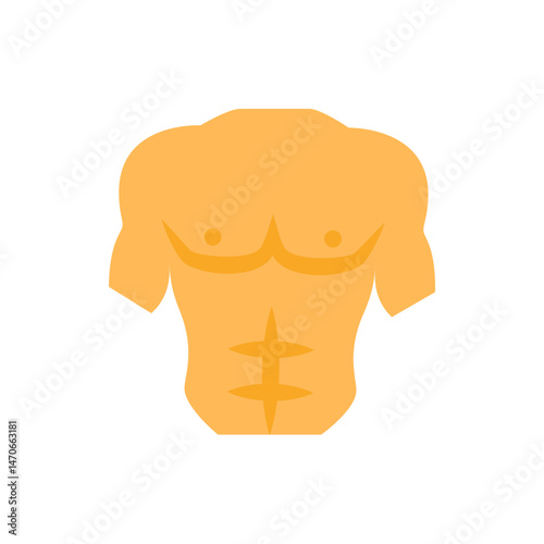 Illustration of a muscular torso with visible abs and chest muscles in a cartoon style design view