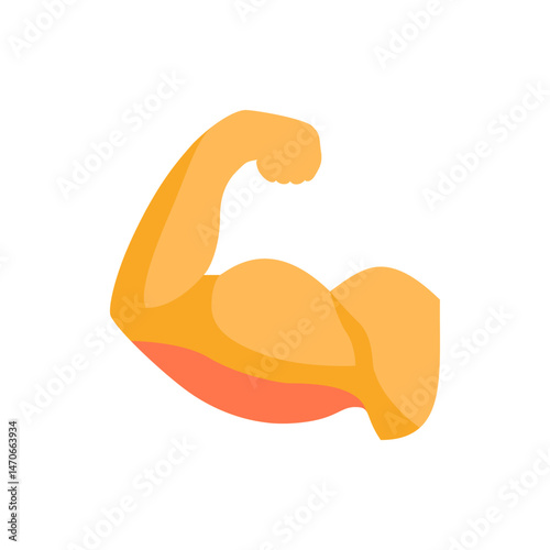 Illustration of a flexed arm showing biceps and muscle definition in a cartoon style with peach colors