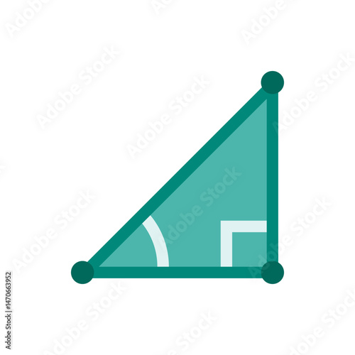 Illustration of a right triangle with rounded corners and a right angle indicator in light teal color