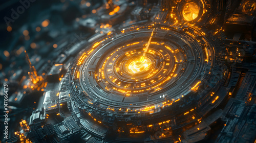 Futuristic Tech: A detailed, futuristic digital rendering of advanced technology, highlighted by glowing, intricate circuitry, evoking a sense of innovation and cutting-edge design.