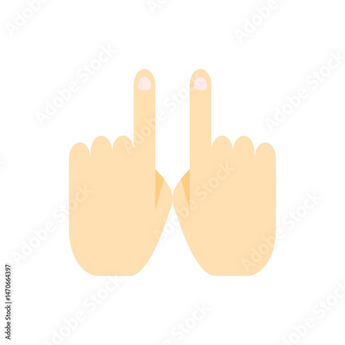Illustration showing two hands with index fingers pointing upwards on a white background in simple style