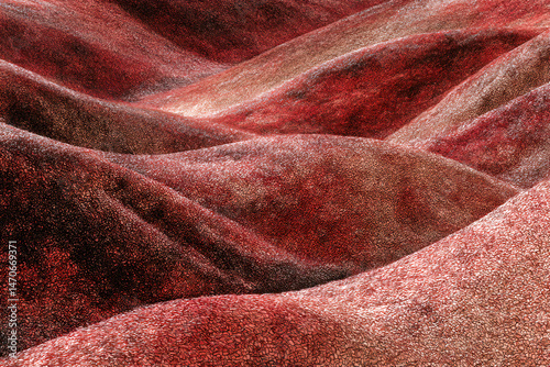 Wallpaper Mural Rolling Terrain in Crimson Hues: An abstract composition showcases rolling hills in rich, varied shades of crimson, inviting viewers to immerse in its textures and patterns. Torontodigital.ca