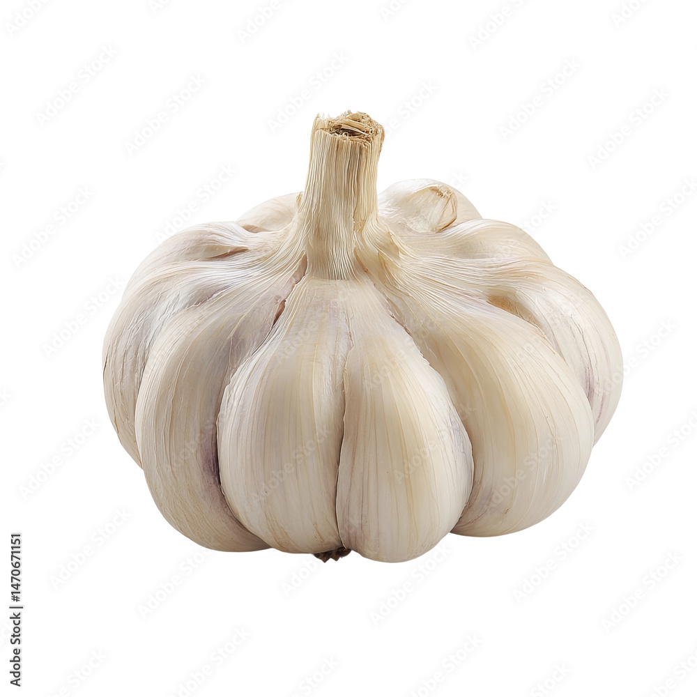 Obraz premium A fresh, single bulb of garlic, ready to be used for cooking and flavor enhancement. This garlic presents a natural, organic aesthetic