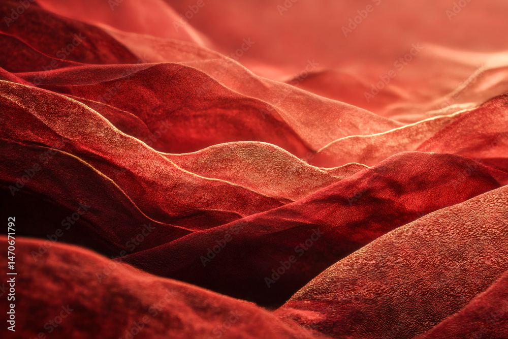 custom made wallpaper toronto digitalScarlet Silk Serenity: An abstract composition of flowing crimson fabric, creating a sense of luxurious texture and mesmerizing movement. Capturing a wave-like formation of velvet.