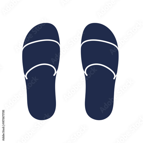 Minimalist Navy Blue Slippers Silhouette Icon, Vector Design, Relaxation and Comfort Theme, for UI, Web and E-commerce