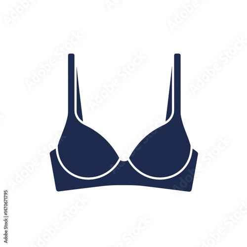 Dark Blue Lingerie Bra Vector Icon, Minimalist Silhouette Style, Underwear and Fashion Apparel Concept, for E-commerce, UI, Catalogs