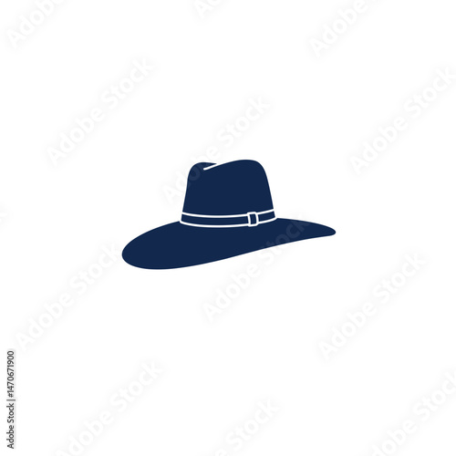 Blue Fedora Hat Silhouette Icon, Minimalist Vector Style, Apparel Accessory Theme, for Web Design and E-commerce