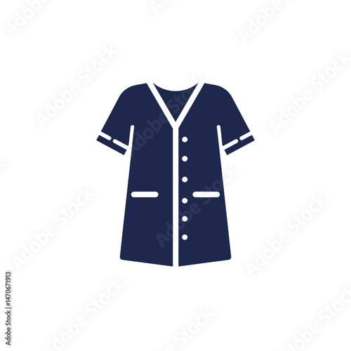 Medical Gown Vector Silhouette Icon, Dark Blue Color, Healthcare and Protection Concept, for Health and Medical Design, Infographics, UI