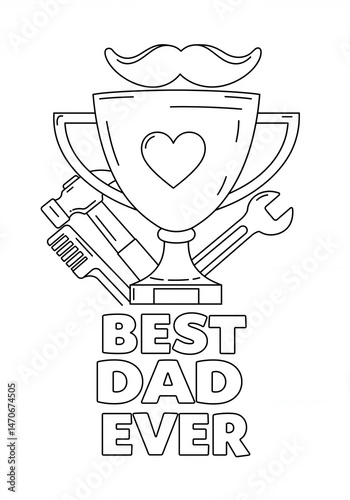 Best Dad Ever Trophy with Tools and Heart Outline  