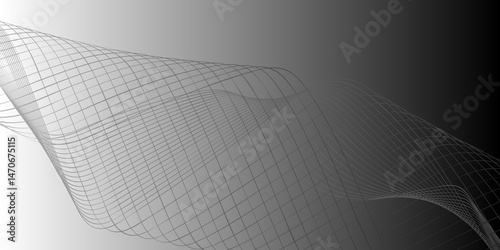 Grey abstract with curve stripes lines for backdrop. Dark deep black dynamic abstract vector background. Modern creative premium gradient. monochrome banner of flowing lines design. 