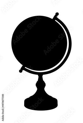 Black Silhouette of a World Globe on Stand