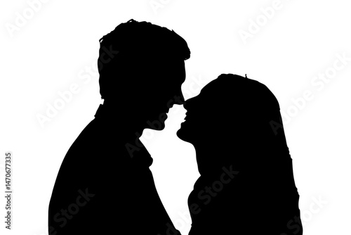 Silhouette of Romantic Couple in Close Embrace