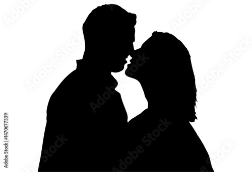 Silhouette of a Couple About to Kiss in Romantic Pose