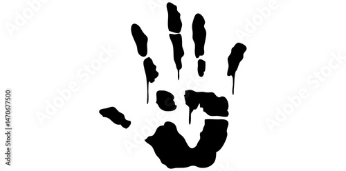 Palm Finger Print Silhouette Vector Illustration.	
