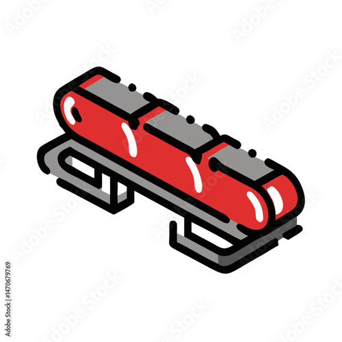 Conveyor roller icon, modern style, red and grey colors, industrial equipment design, copy space