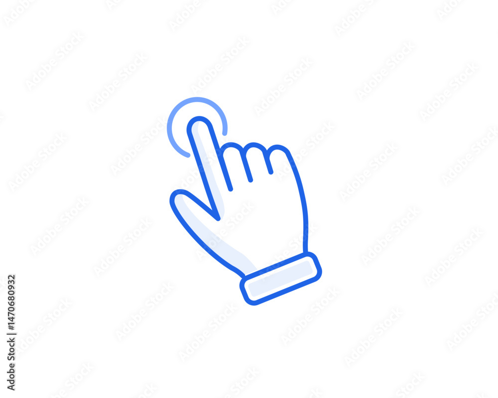 Fototapeta premium single tap gesture icon blue outline vector for gui interaction
